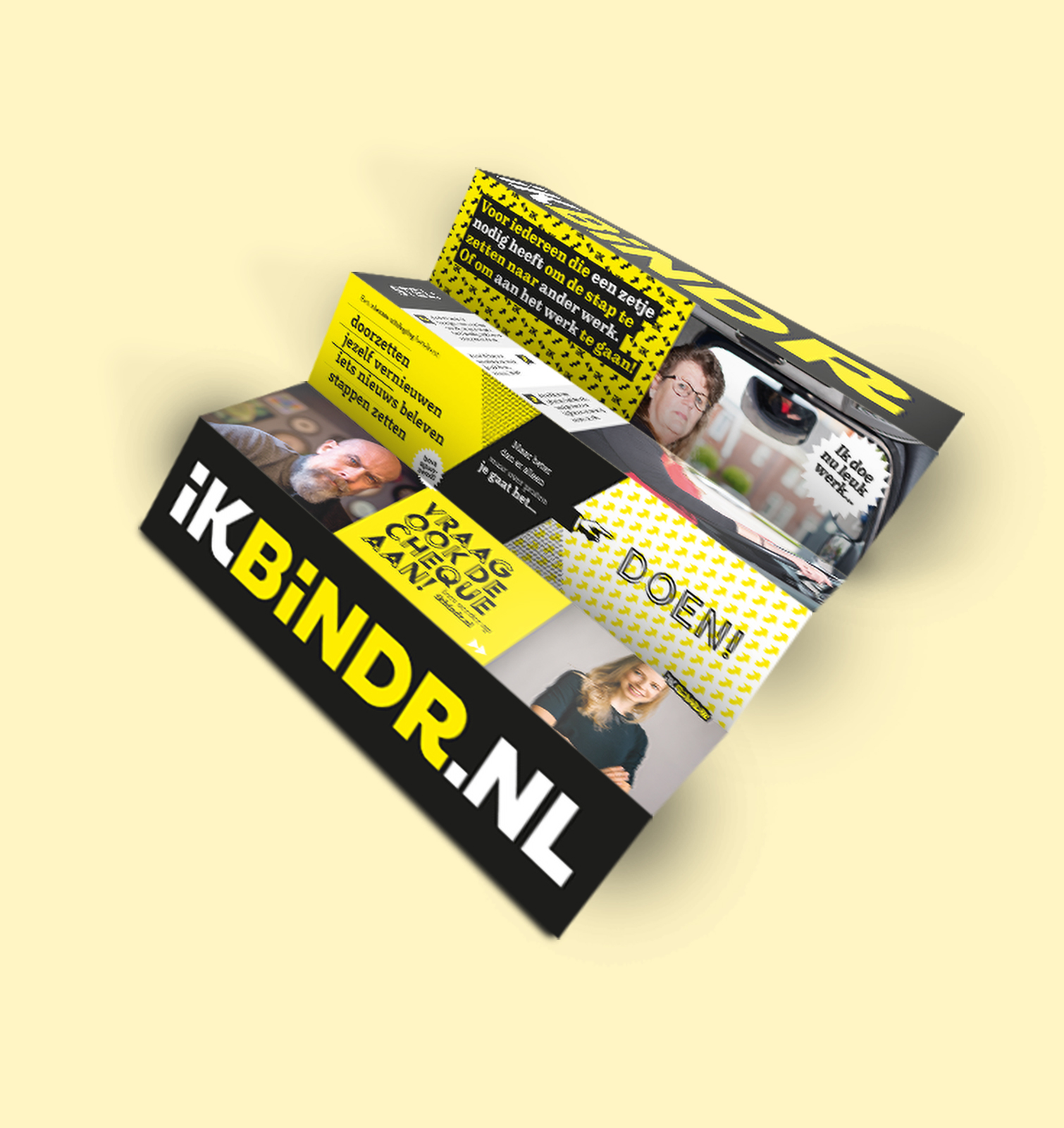Uitgevouwen informatie flyer van IKBINDR.nl