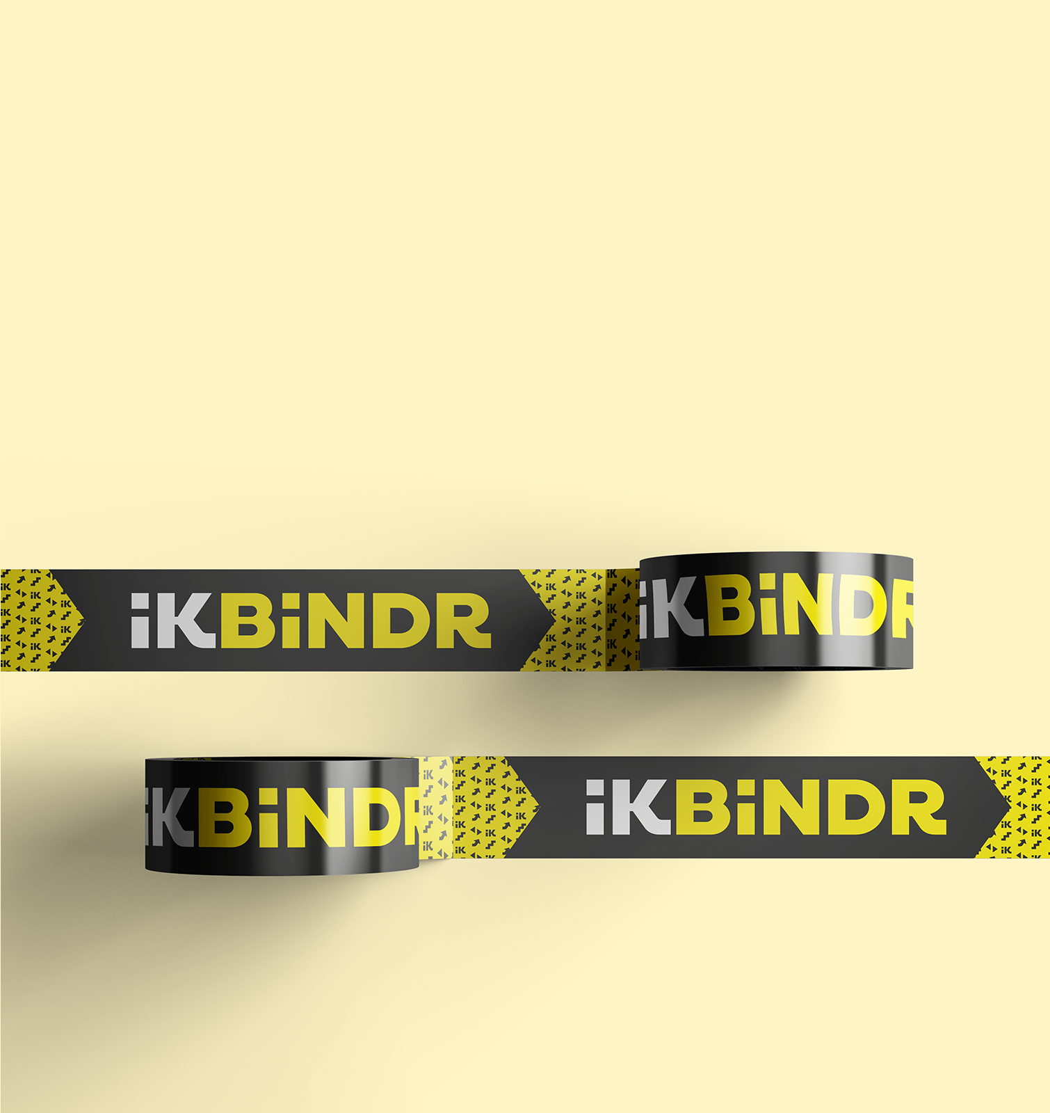 Twee rollen washi-tape in het zwart met geel met de tekst: ikbindr